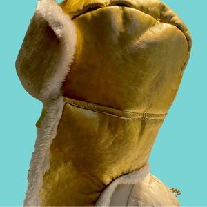 Faux Metallic Leather Trapper Hat